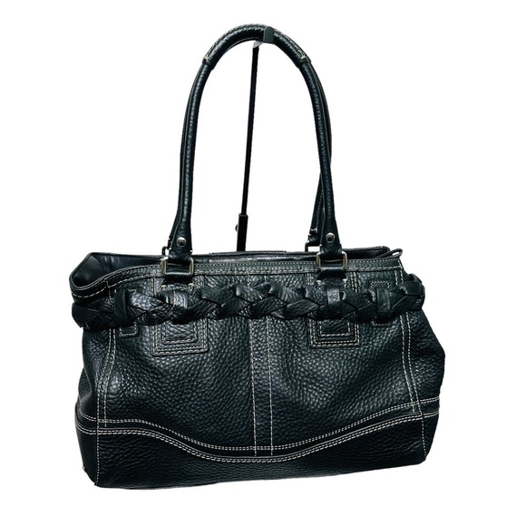 COACH Hampton F13084 Braided Trim Tassle Black Pebble Leather Handbag - Picture 7 of 13